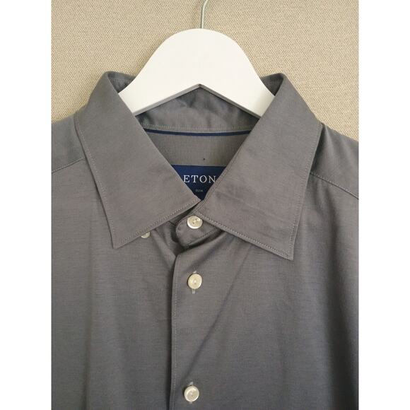 Eton Shirt Men Large Gray Modern Casual Career Office Classic Button Down - Picture 5 of 12